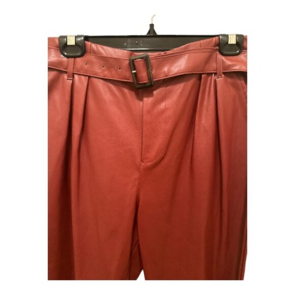 High Waisted Red Faux Leather Pants - Size 12 - Picture 2 of 11